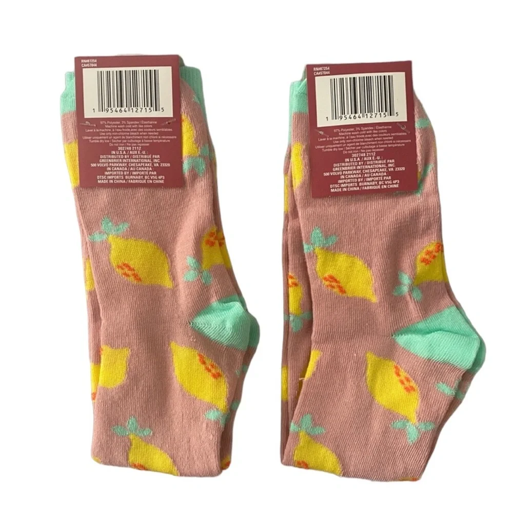 2 Pairs Lemon Print Fashion‎ knee High Socks